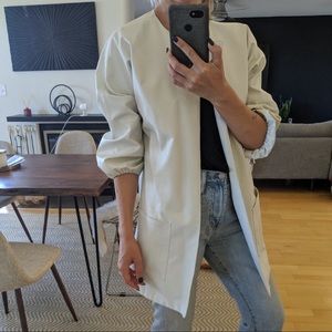 Zara SMALL faux leather white jacket